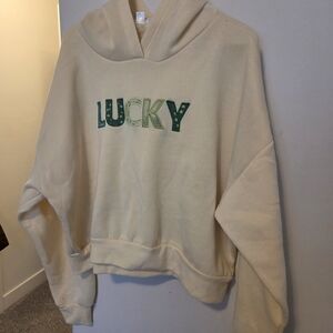 Yellow Hoodie with 'Lucky' Embroidery